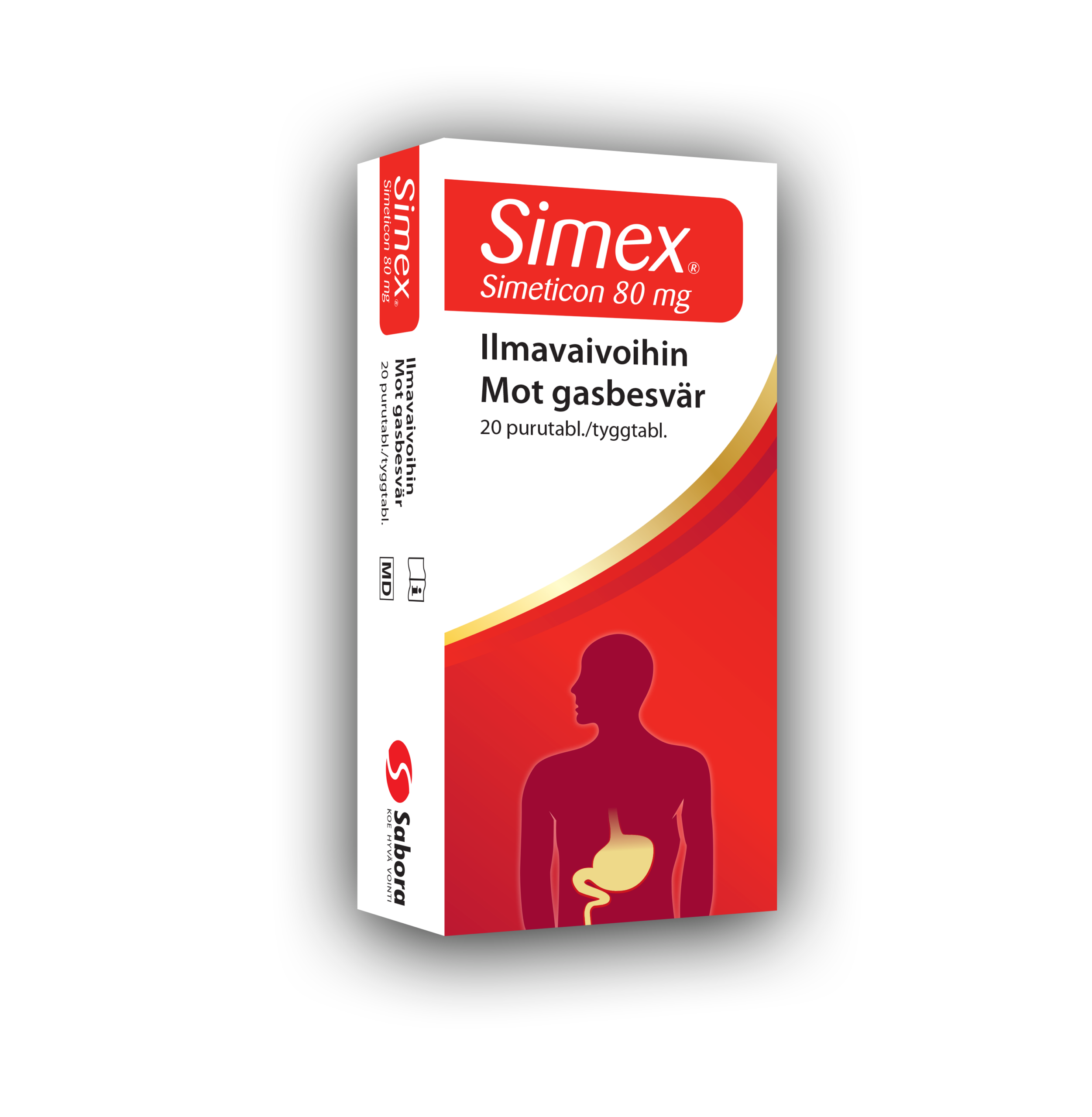 Simex ilmavaivoihin simetikonia